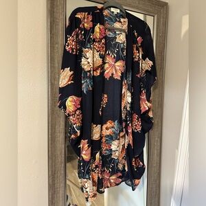 Umgee Navy Floral Open Front Kimono